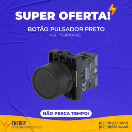 Botão Pulsador Preto NA Soprano
