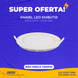 Painel Led Embutir 22×22 Redondo 18W