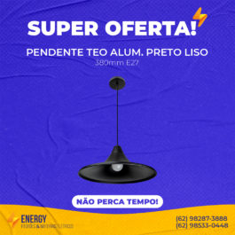 PENDENTE TEO ALUMÍNIO PRETO LISO